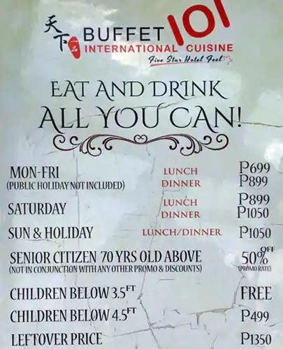 buffet 101 mall of asia menu|BUFFET 101, Pasay .